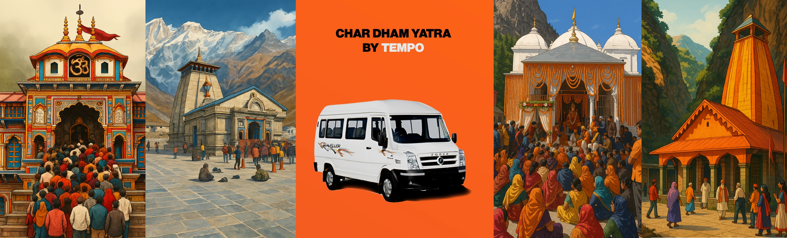 Delhi to Char Dham Yatra by Tempo Traveller